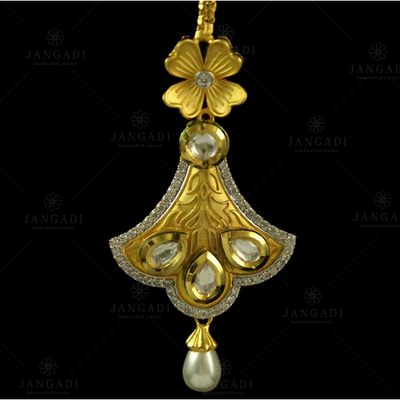 Silver Gold Plated Kundhan Design Tikka
