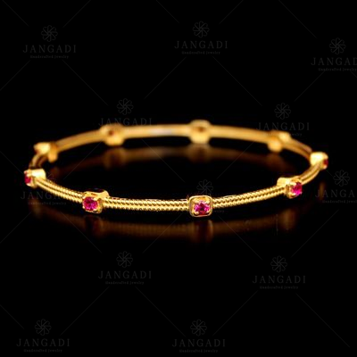 GOLD PLATED RED CZ STONE  BANGLES