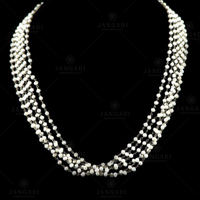 OXIDIZED SILVER PEARL BEADS NECKLACE