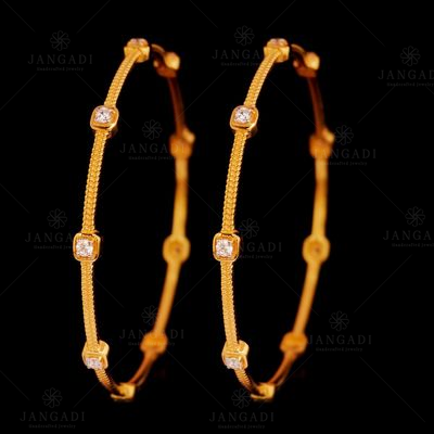 GOLD PLATED CZ PAIR BANGLES