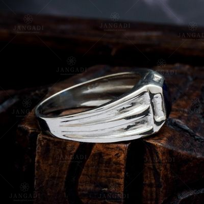 STERLING SILVER BLUE HYDRO MENS RING