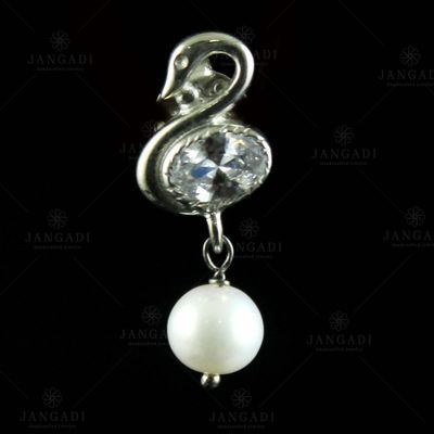 STERLING SILVER CZ AND PEARL BEADS EARRINGS