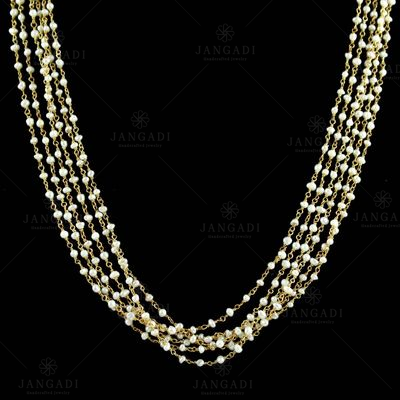 GOLD PLATED PEARL BEADS NECKLACE