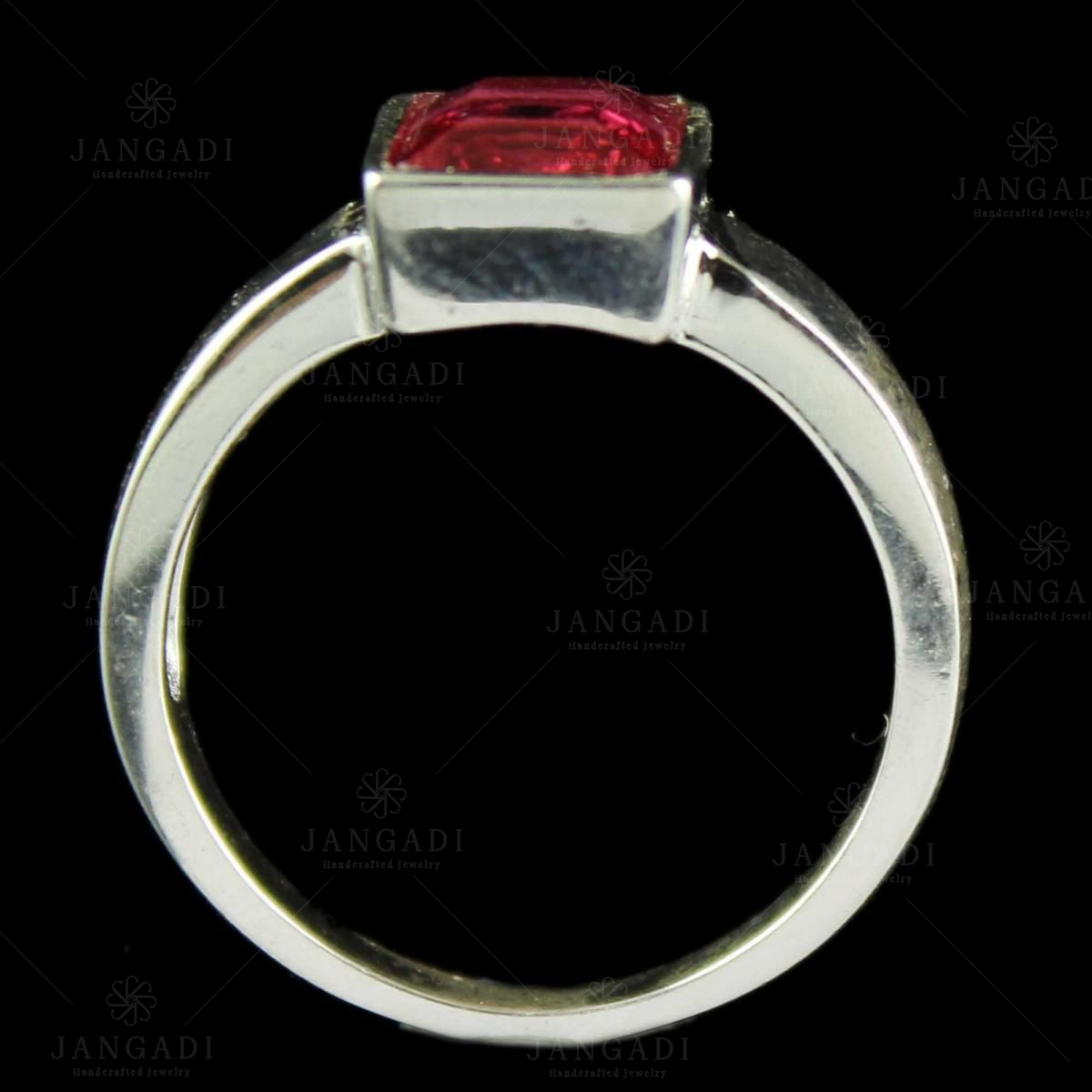 Oxidised Silver Redstone Gents Ring | SEHGAL GOLD ORNAMENTS PVT. LTD.