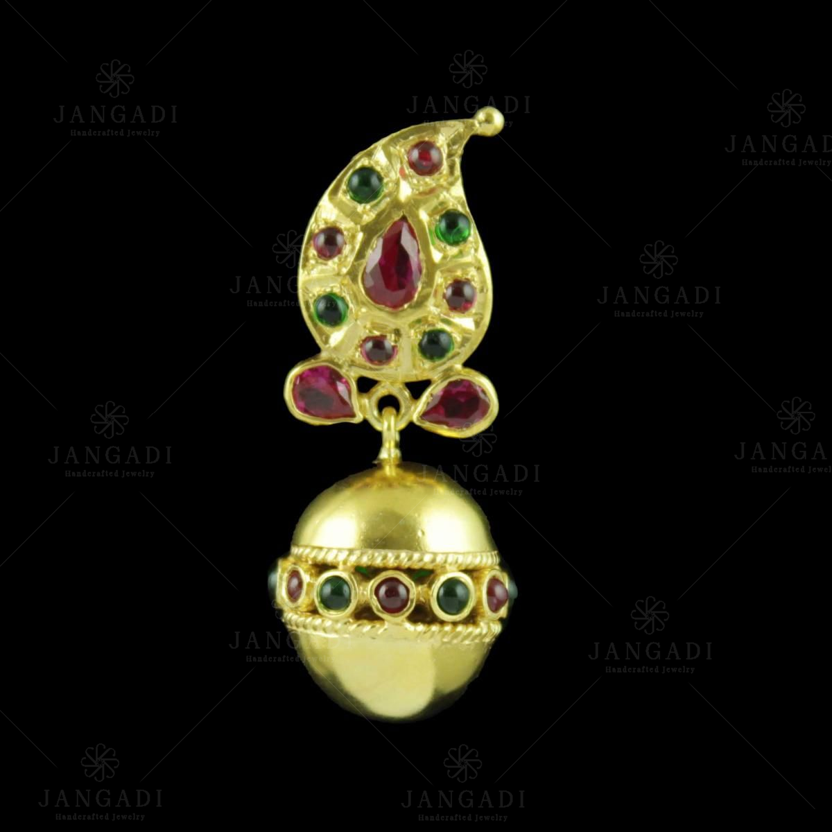 Kerala traditional Palakka Temple mango necklace with screw back earrings -  Tanvi jewels - 4033496