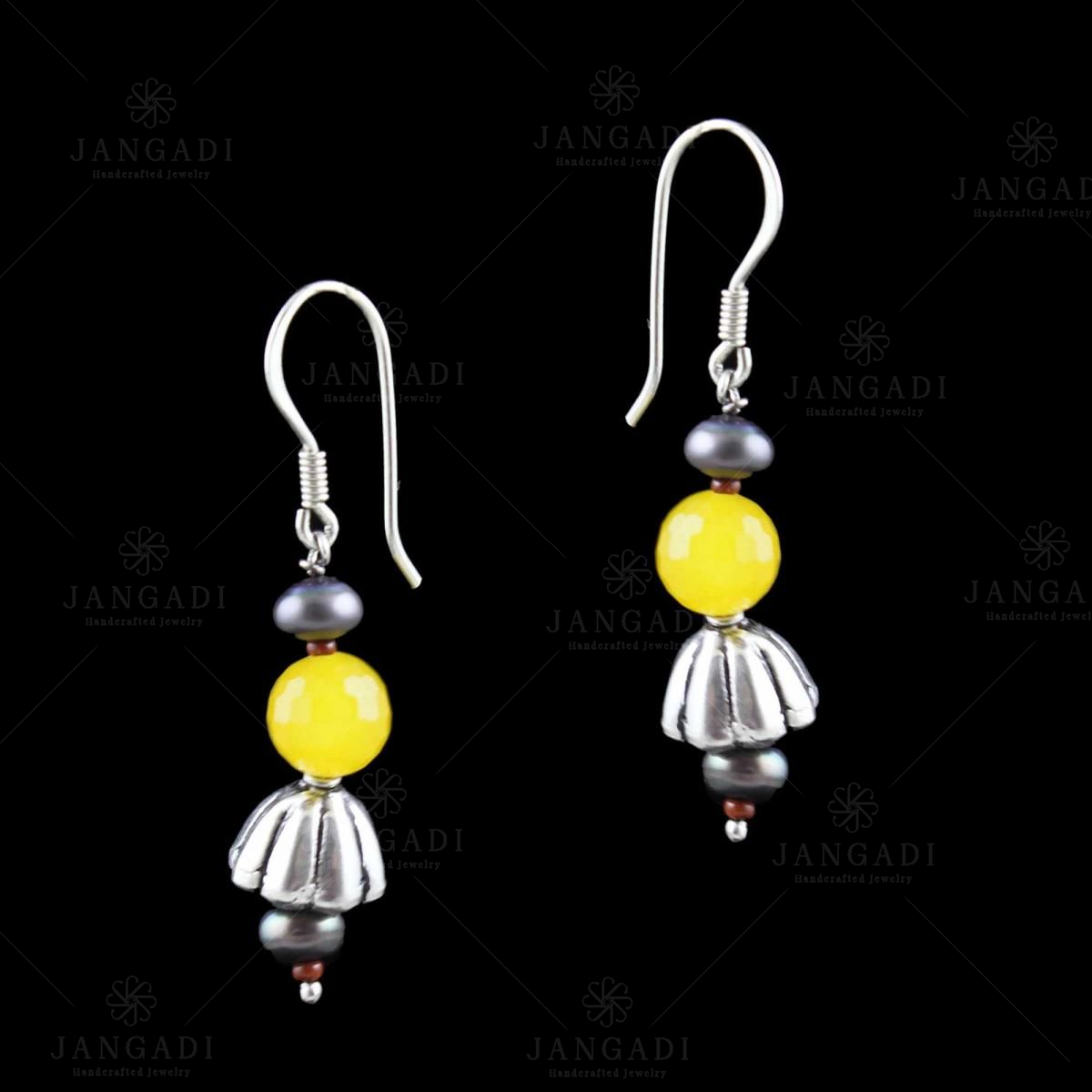 Silver Finish Oxidized Silver Plated Ethnic Jhumka Earrings #29773 | Buy  Traditional Earrings Online