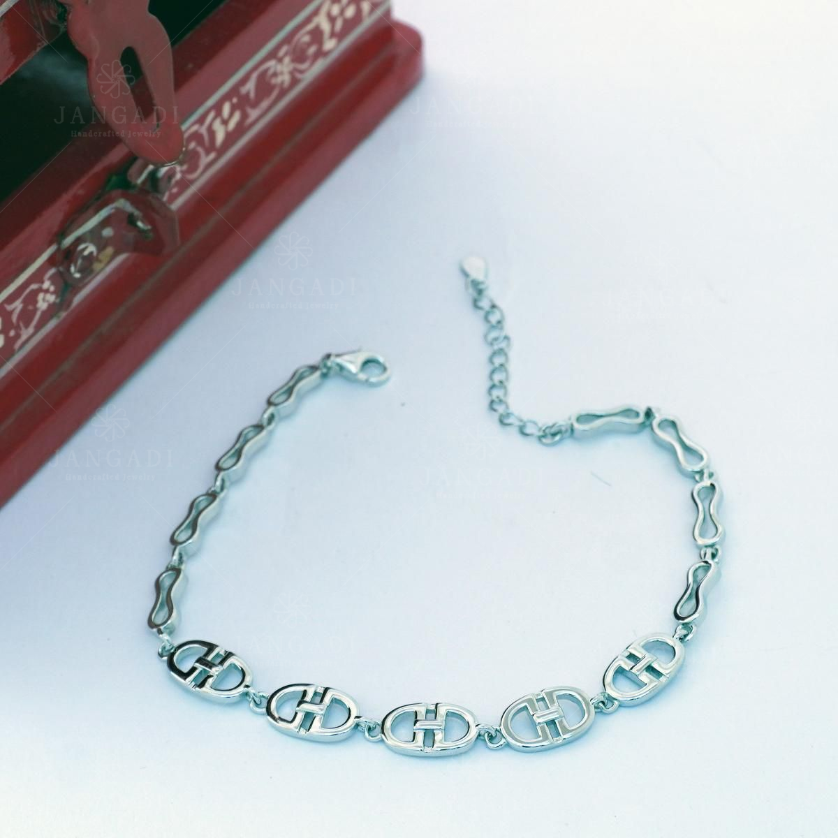 Sterling Silver Cable Bracelet Fancy Floral Clasp - Yourgreatfinds