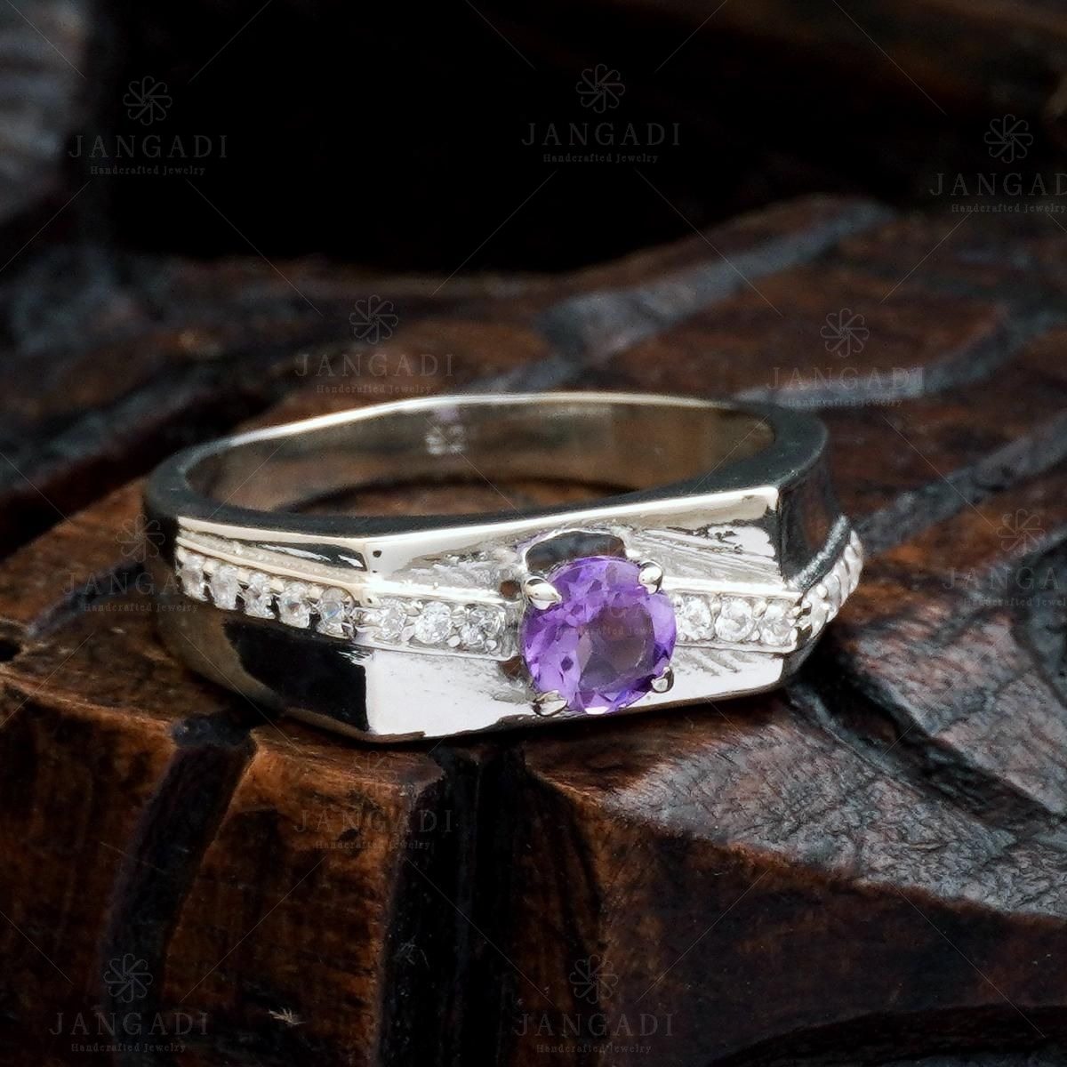14k gold Amethyst and diamonds ring. Flower ring. Purple gemstone Ring –  daizyjewellery