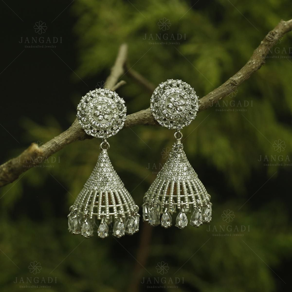 22K Gold Jhumkas (Buttalu) - Gold Dangle Earrings with Cz , Ruby & Emeralds  - 235-GJH2245 in 24.850 Grams