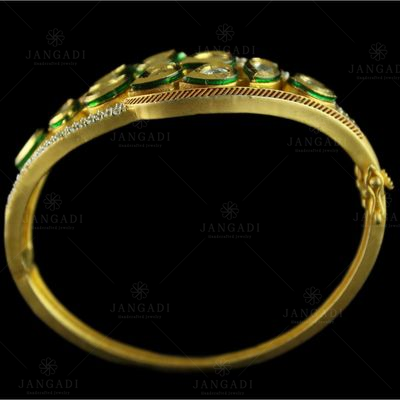 Silver Gold Plated Antique Design Bracelet With Zircon Stone