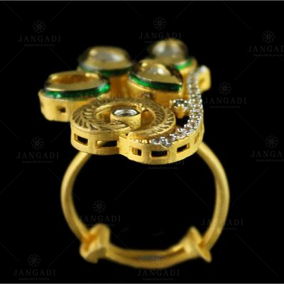 Silver Gold Plated Fancy Design Rings Studded Zircon Stones