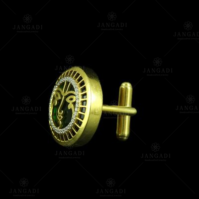 GOLD PLATED CUFFLINK WITH EMERALD