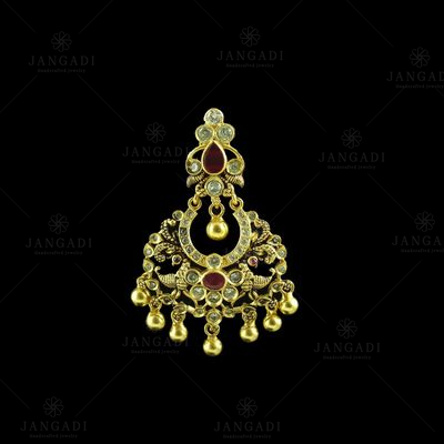 GOLD PLATED CZ AND RUBY CHANDBALI EARRINGS