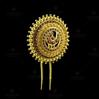 GOLD PLATED RUBY HAIR PIN