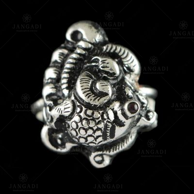 OXIDIZED SILVER NAKASH PEACOCK RING