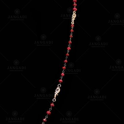 OXIDIZED SILVER RED BEADS CHAINS