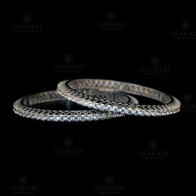 STERLING SILVER CZ PAIR BANGLES