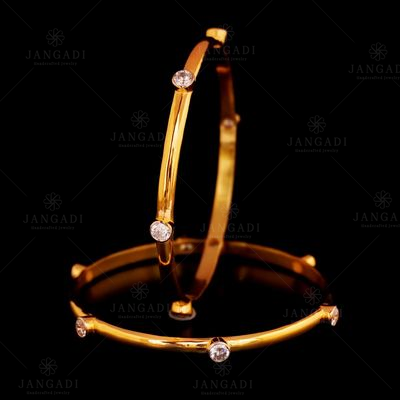 GOLD PLATED CZ PAIR BANGLE