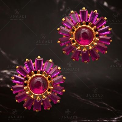 BLOOMING BAGUETTE GOLD PLATED STUDS